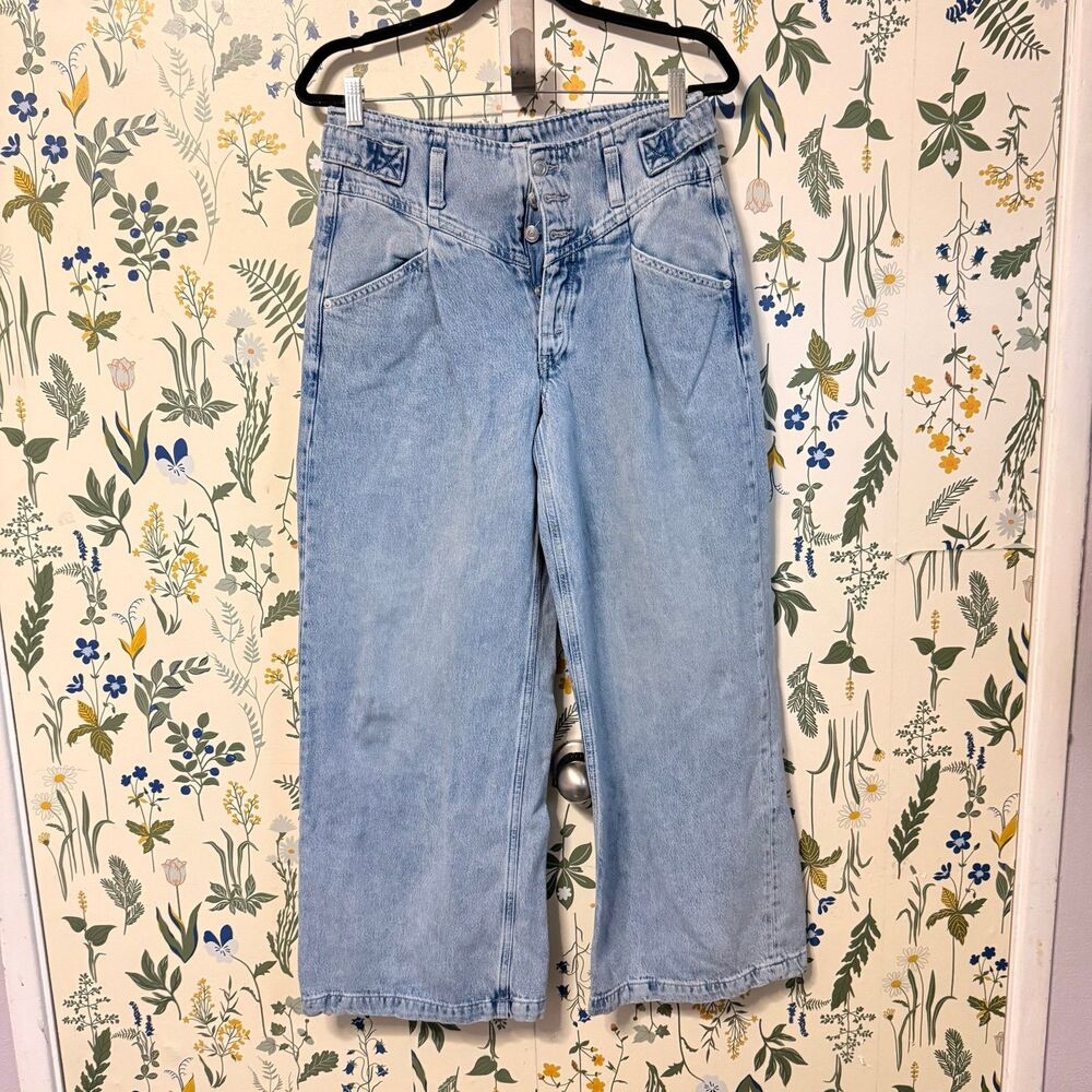 We the Free Button Fly High Waist Super Sweeper Wide Leg Pants